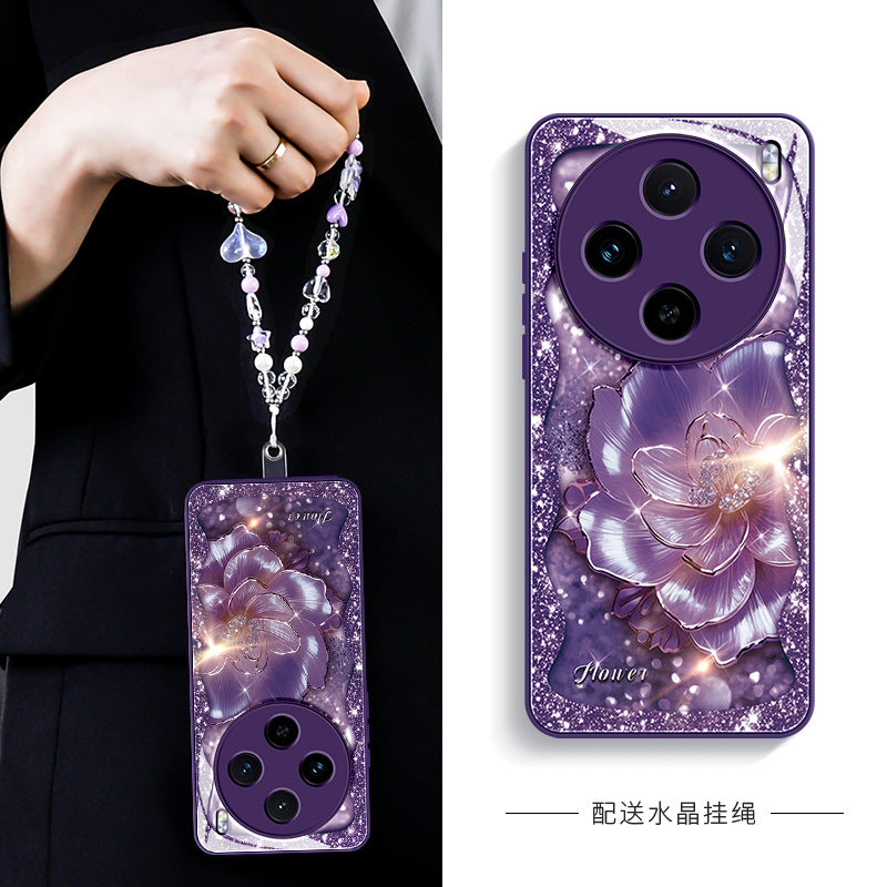 Orangeshine Protective Liquid Glass Phone Case with Lanyard for Vivo