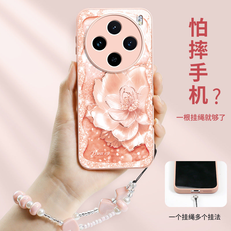 Orangeshine Protective Liquid Glass Phone Case with Lanyard for Vivo