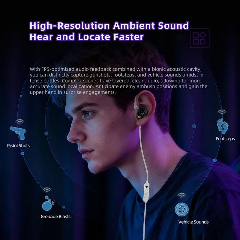 KZ Phantom Wired Gaming Earphones In-Ear FPS Sound Positioning