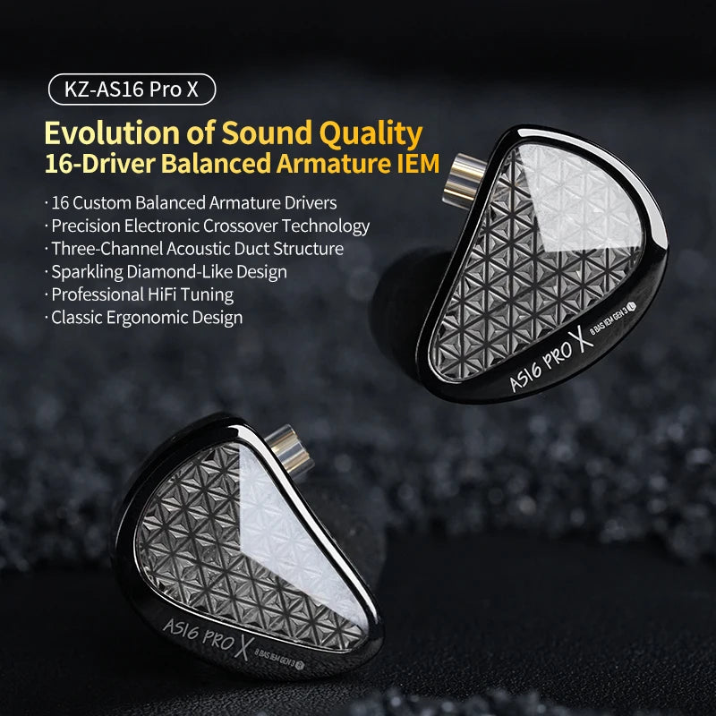 KZ AS16 PRO X Balanced Armature HiFi In-Ear Monitors