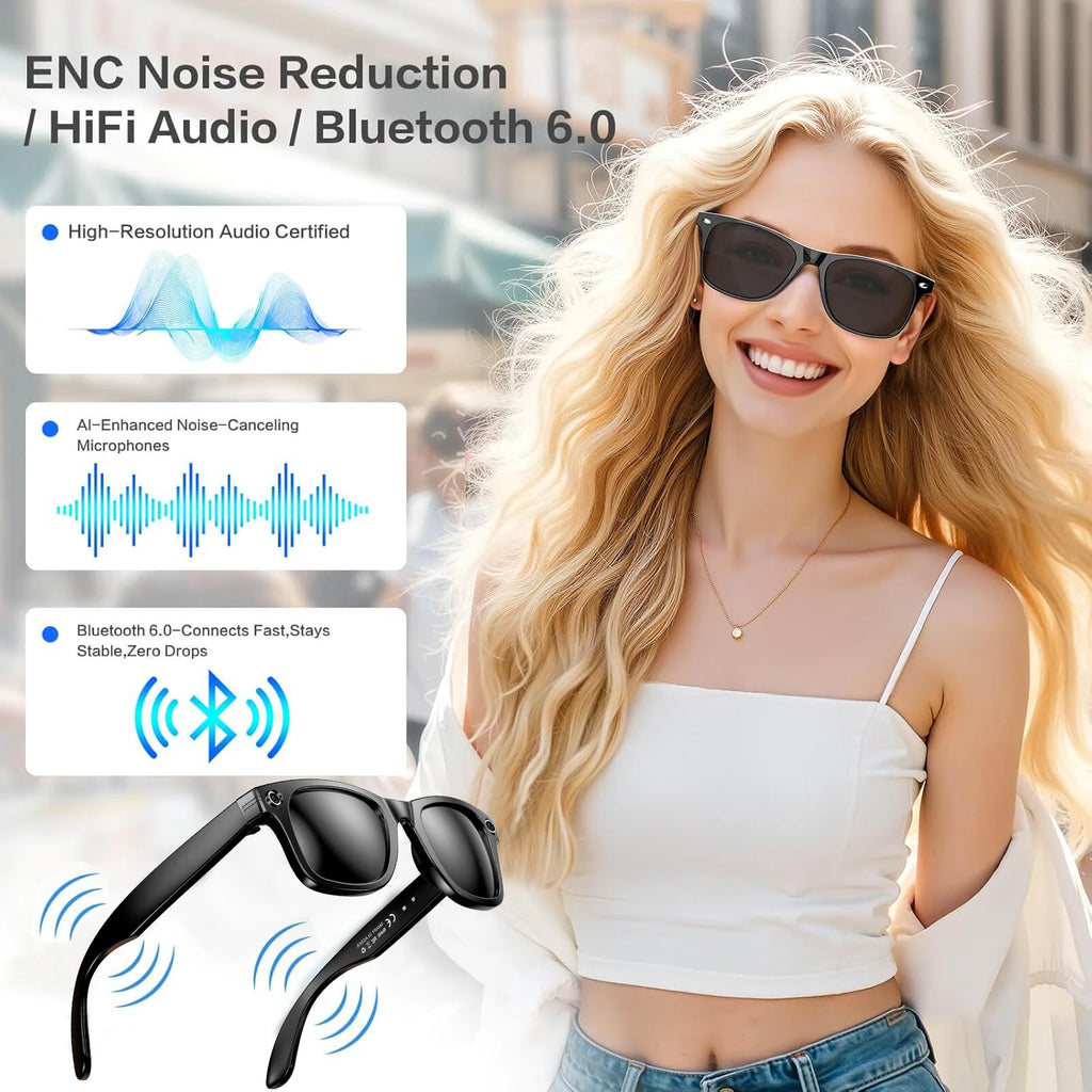 Smart Camera Translation Glasses Rectangle 800W Bluetooth 5.3 Waterproof