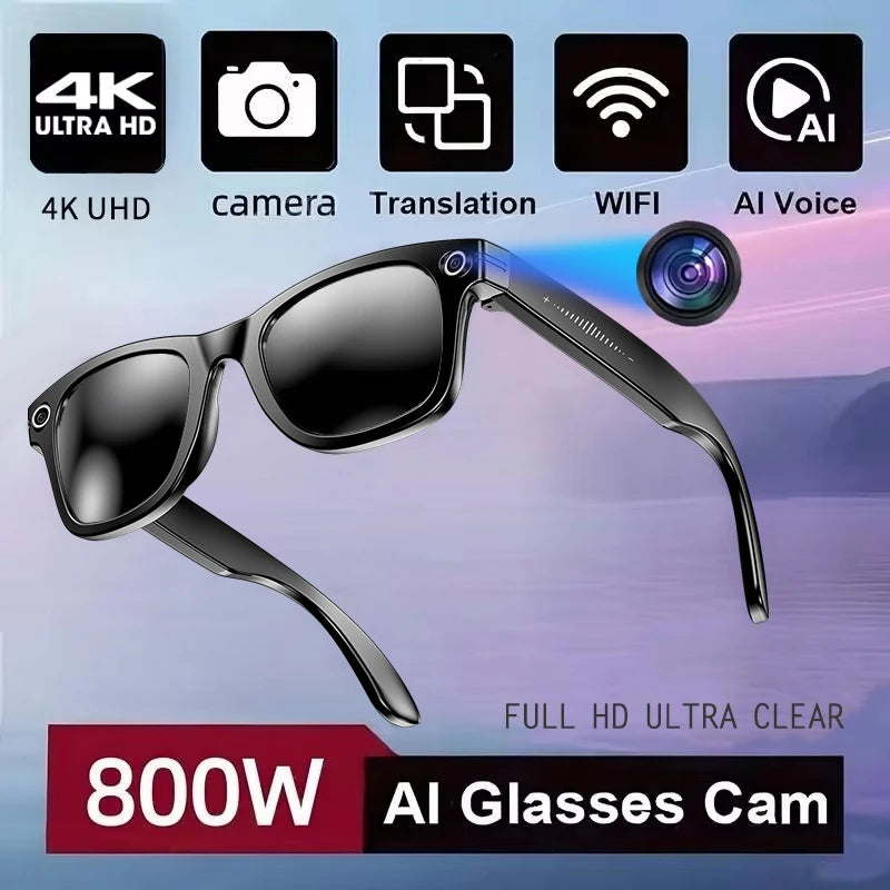 Smart Camera Translation Glasses Rectangle 800W Bluetooth 5.3 Waterproof