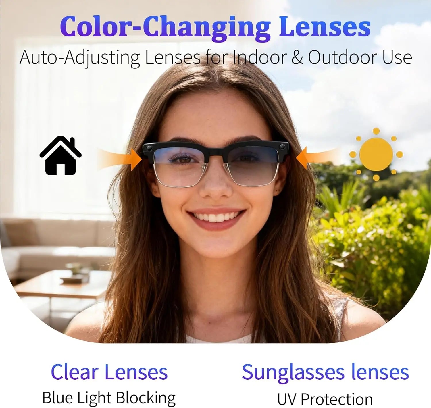 Smart AI Camera Glasses with Bluetooth Audio and Translation