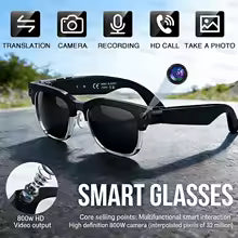 Smart AI Camera Glasses with Bluetooth Audio and Translation