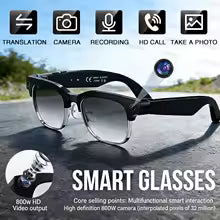 Smart AI Camera Glasses with Bluetooth Audio and Translation