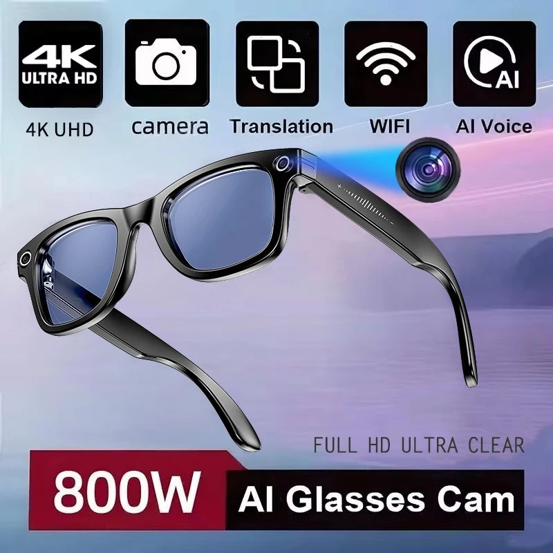 Smart Camera Translation Glasses Rectangle 800W Bluetooth 5.3 Waterproof