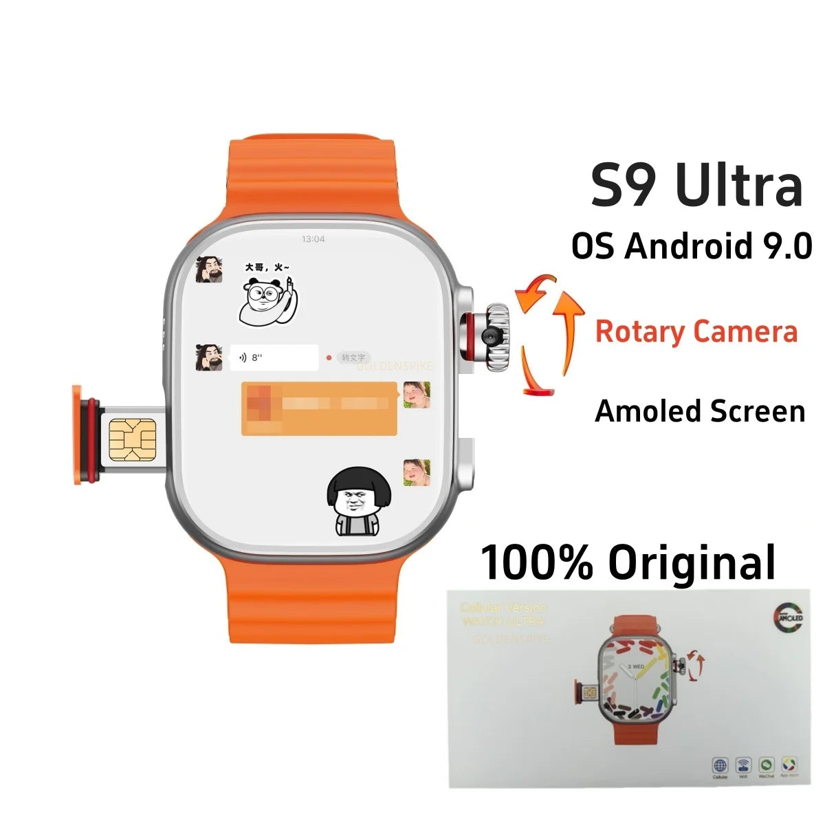 CDS9 Ultra Android 9.0 4G Smartwatch with Rotary Camera