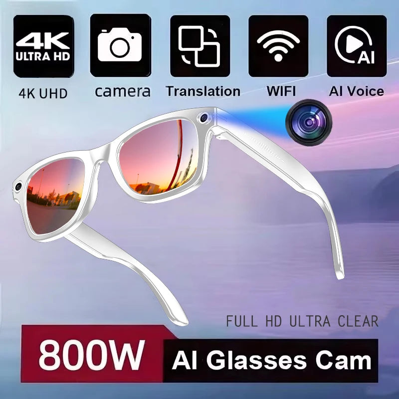 Smart Camera Translation Glasses Rectangle 800W Bluetooth 5.3 Waterproof