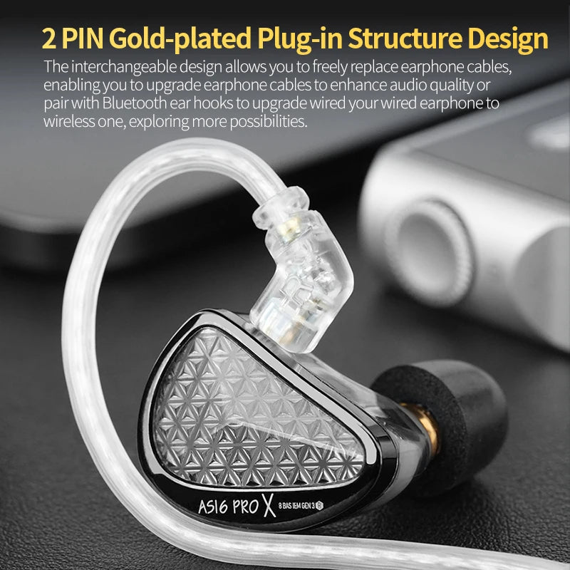 KZ AS16 PRO X Balanced Armature HiFi In-Ear Monitors