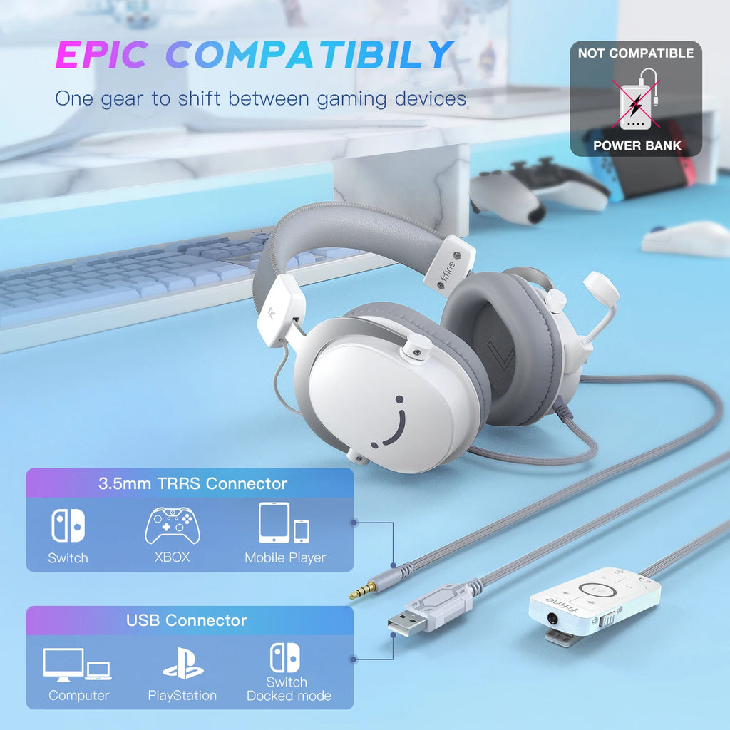 FIFINE Ampligame H9W Gaming Headset 7.1 Surround Sound