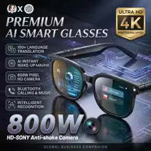 Smart 4K Camera Glasses with AI Translation and Bluetooth