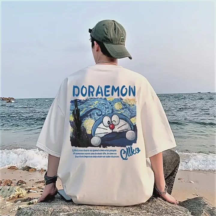 Oversized Cartoon Print Short Sleeve T-Shirt Men's