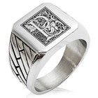 TIONEER Royal Box Monogram Initial Square Biker Signet Ring