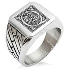 TIONEER Royal Box Monogram Initial Square Biker Signet Ring