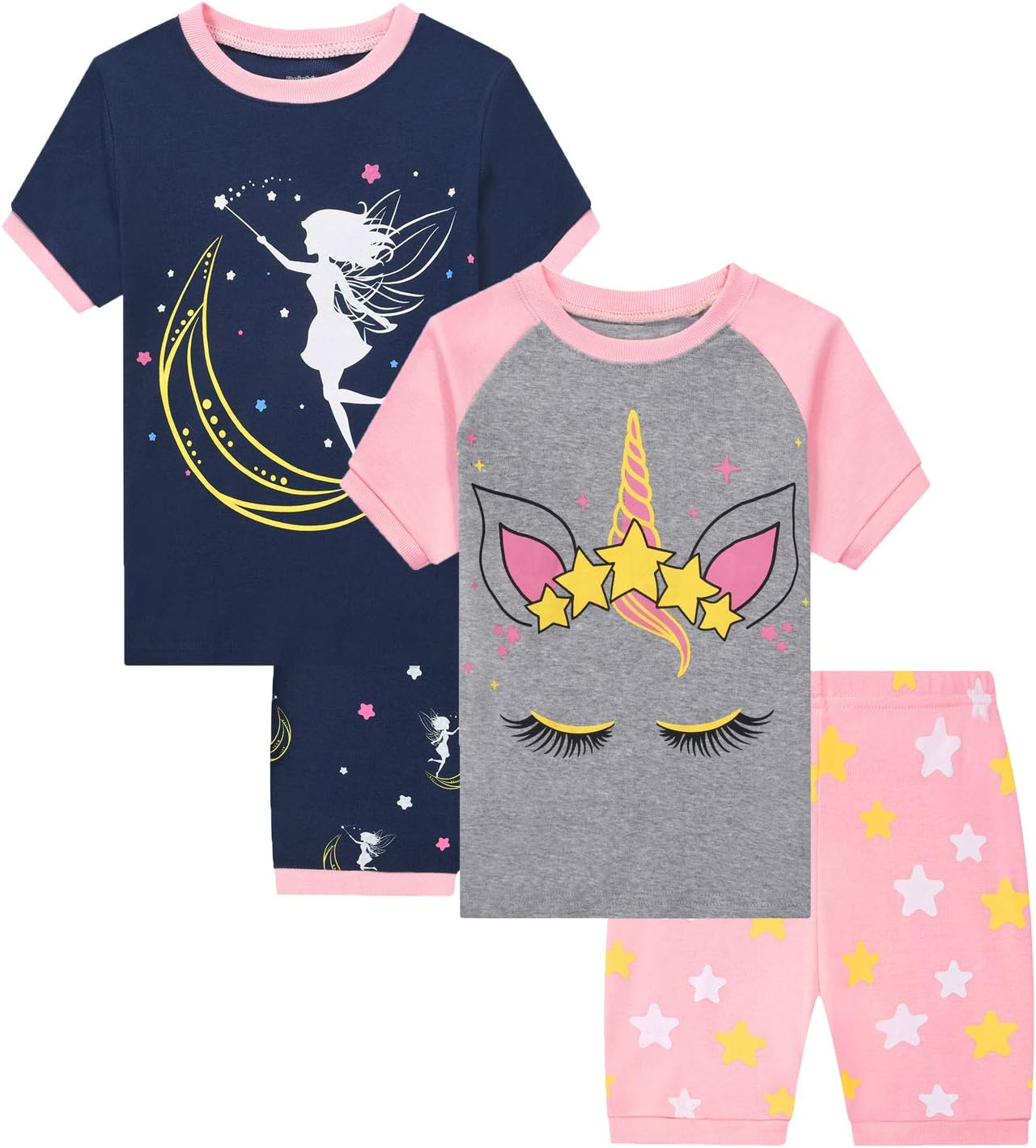 Little Girls Cotton Short Pajamas Toddler Summer Sleepwear Set