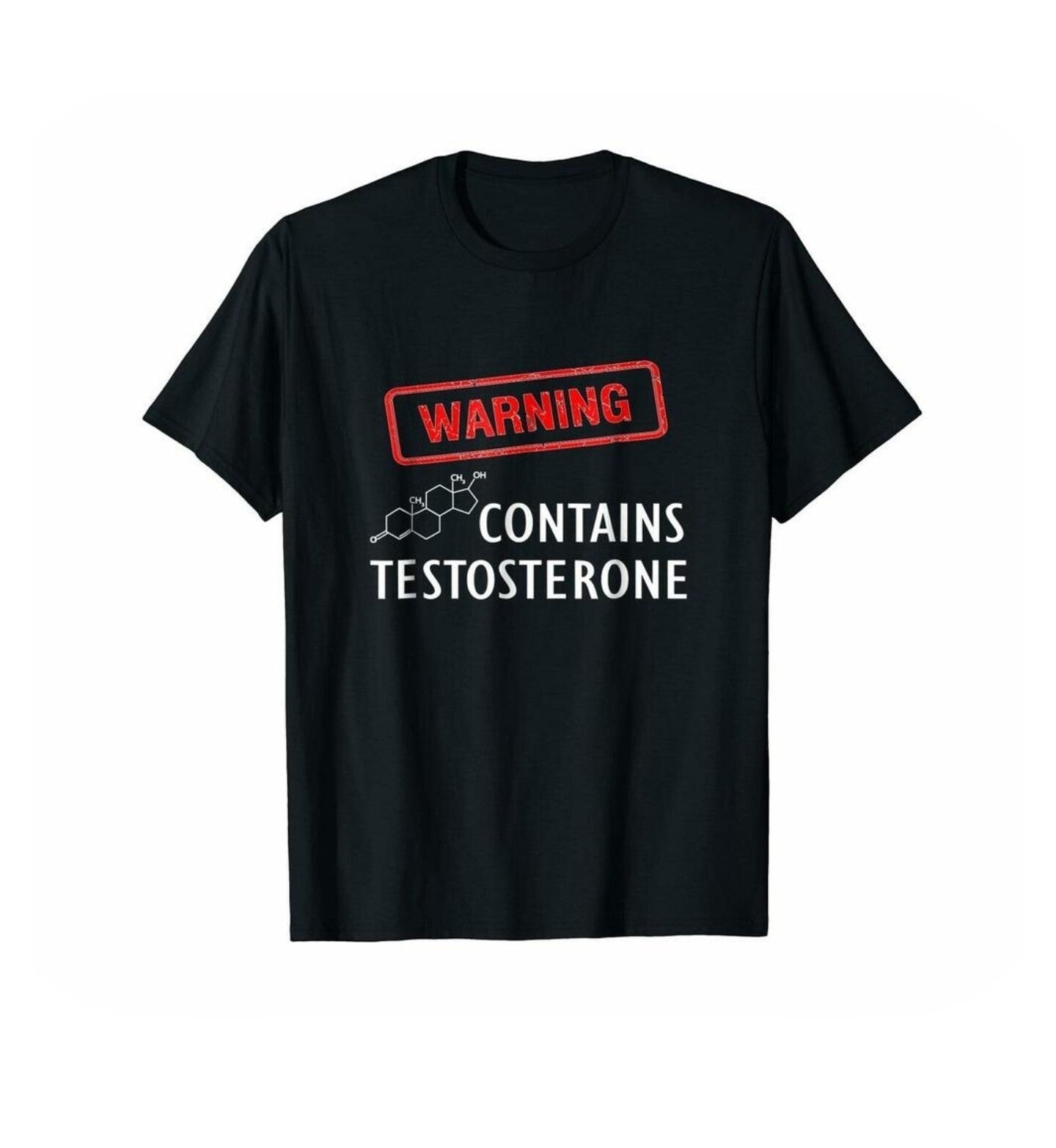 Warning Contains Testosterone Graphic T-Shirt for Men Black